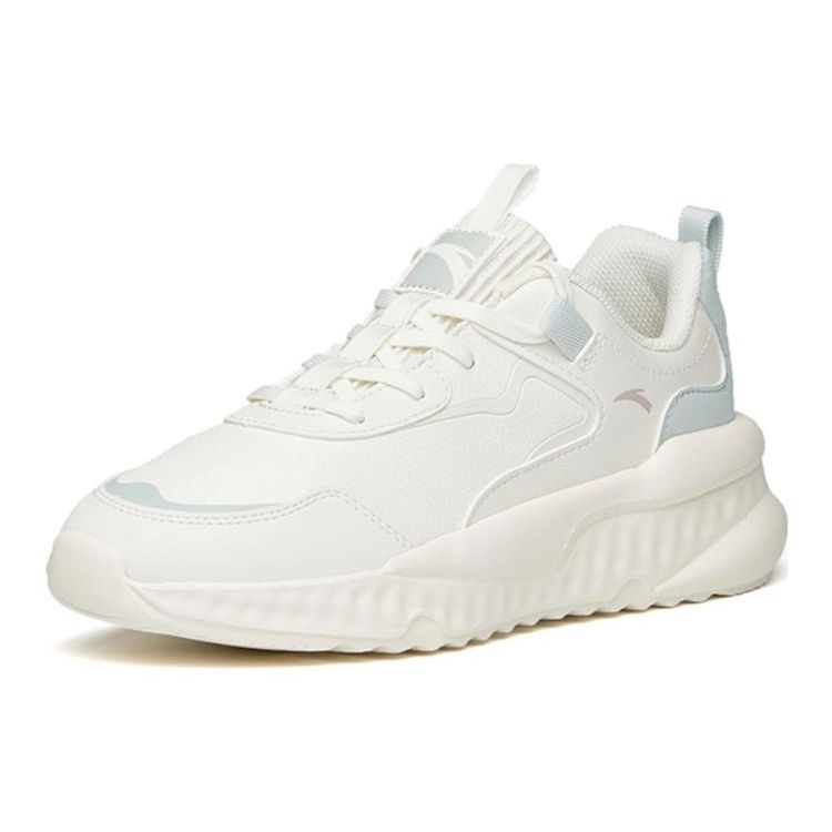 Anta Lifestyle Series Synthetic Leather Sneakers Wear-Resistant Low-Top Casual Shoes Women Sneakers White Green 122118843S-3