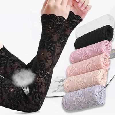 Spitze Armstulpe Sonnenschutz Eisstulpe Sommer Damen Fahrhandschuhe Outdoor Atmungsaktiv Elastisch Halbfinger Langstulpe
