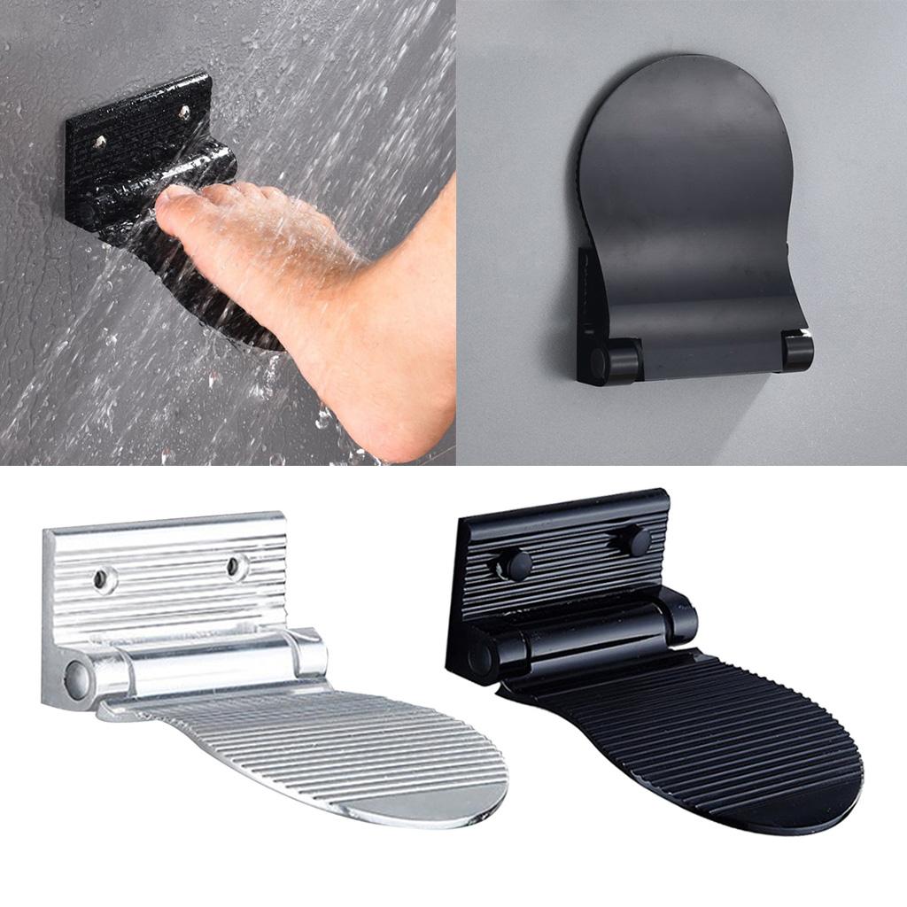 2Pcs Foldable Non-Slip Shower Foot Footrest Support For Bathroom, Made Of Aluminum Alloy
