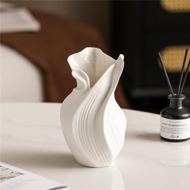 Nordic creative ceramic vase rotating aesthetic ornaments high-end living room entrance tabletop dining table dried flower decorations