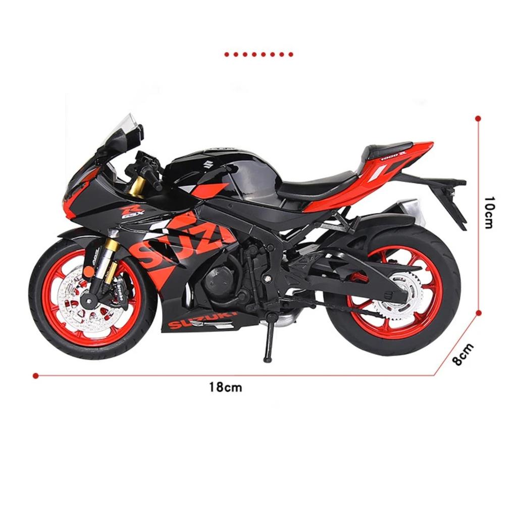 1/12 Suzuki GSX-R1000R Alloy Racing Motorcycle Model Diecast Street Cross-Country Motorcycle Model Sound and Light Kids Toy Gift