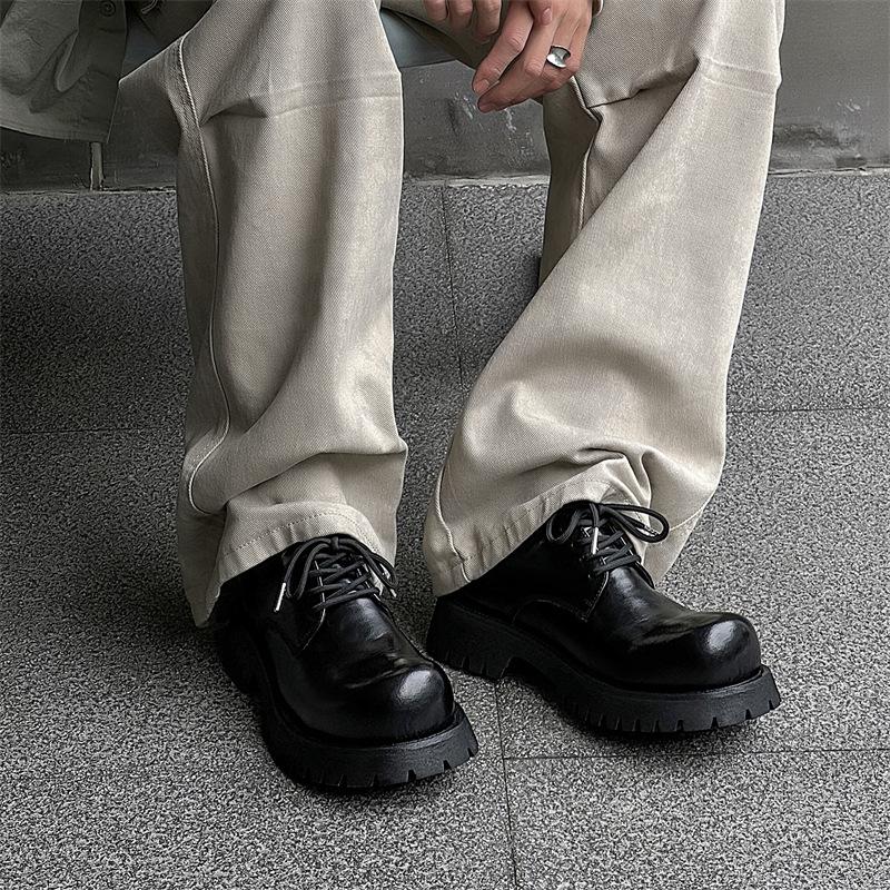 Big head Derby shoes 2024 new men's shoes niche platform casual leather shoes upturned head small leather shoes 1098-J