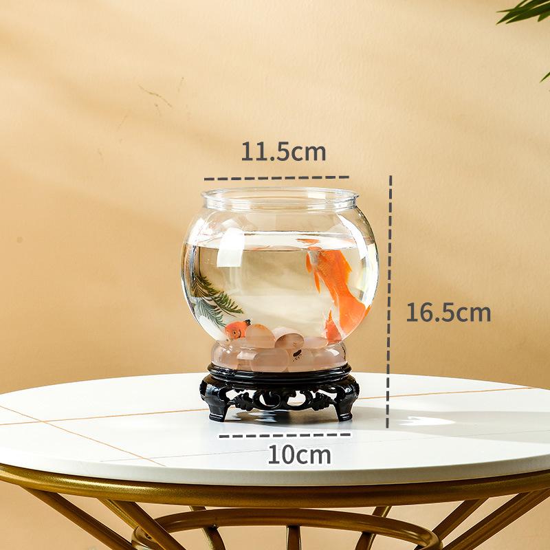 Transparent Plastic Desktop Turtle & Betta Fish Tank - Round Ornamental Aquarium for Home or Office