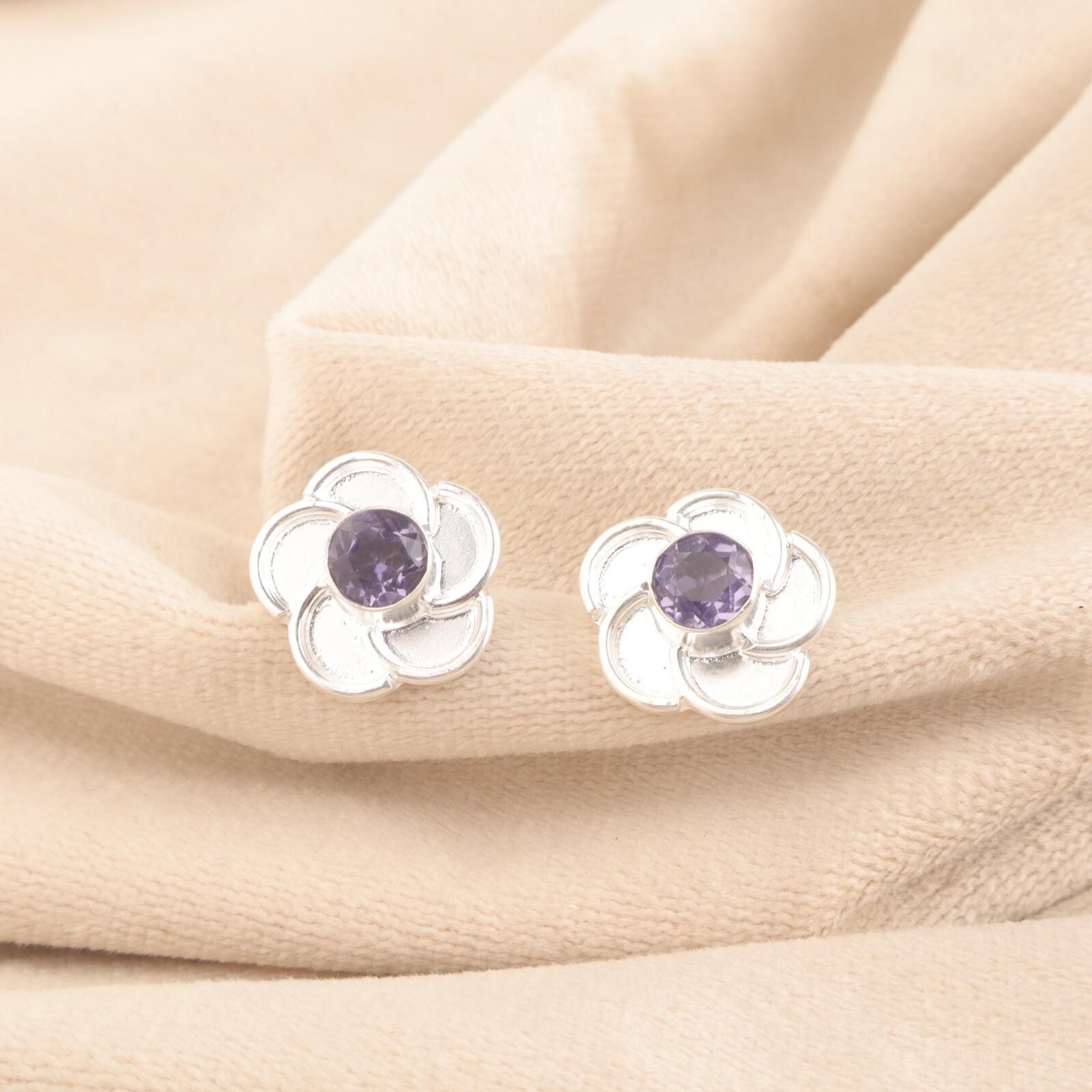 

Натуральный иолит Стерлинговое серебро Бабочка Юбилейные Пусеты Серьги-пуссеты Ювелирные изделия EE-157-9