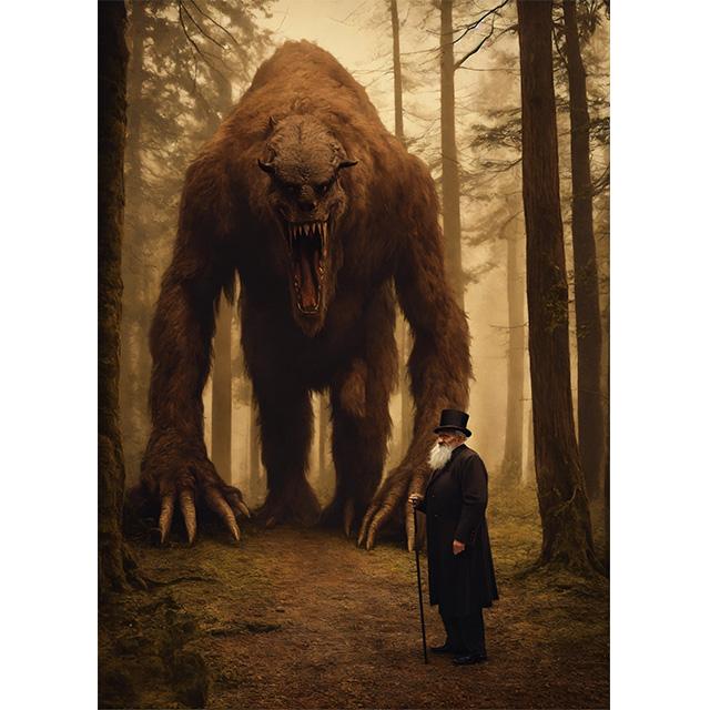 Old Vampire Man With Giant Monster Vintage Tabletop Photo Prints Poster Canvas Painting Wall Art Pictures Living Room Home Decor