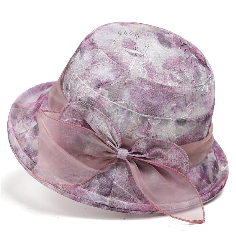Hat Ladies Summer Basin Hat Light Breathable Visor Fashionable Elegant Flower Bucket Hat