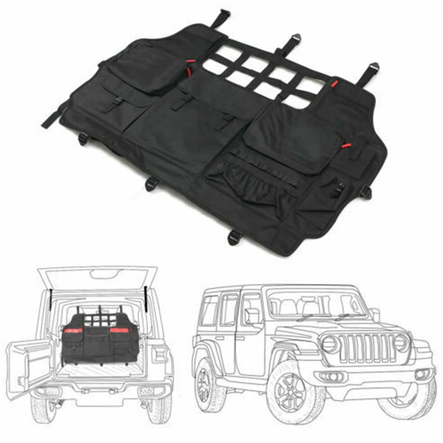 

1set Rear Trunk Storage Bag Organizer Pocket For Je1ep Wrangler JK JL 07 24-4Door Black