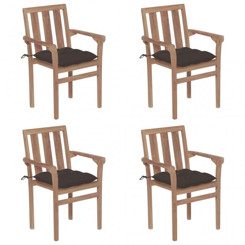 Day and Night - Day and Night Stackable Garden Chairs 4 Units Solid Teak Wood with Cushions