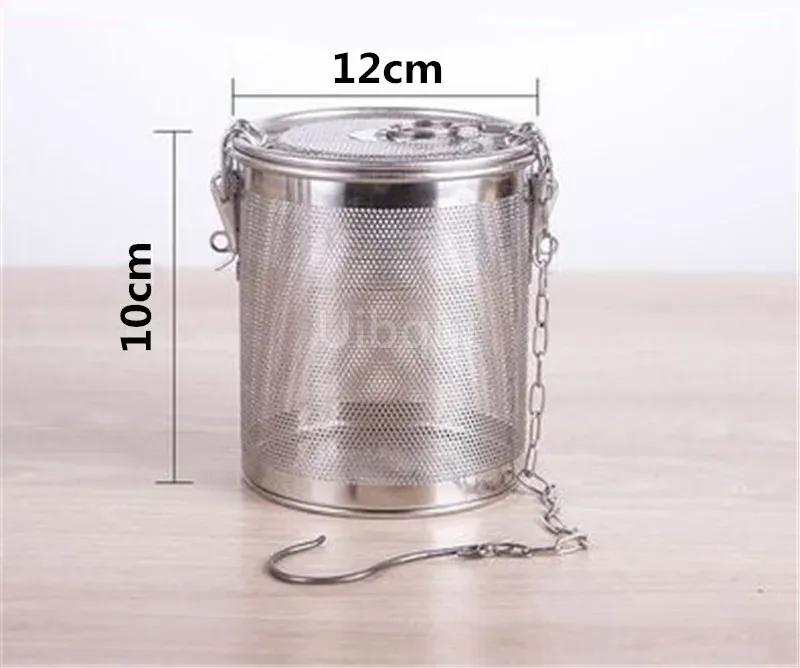 Round Hole 304 Stainless Steel Seasoning Bag Gravy Soup Taste Spice Box Basket Brine Hot Pot Slag Separation Colander Strainers