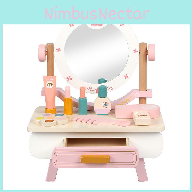 Kinder Holz Rollenspiel Schminktisch mit interaktiven Funktionen für Mädchen Spielzimmer Dekoration