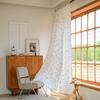 Boho Floral Semi Sheer Curtains, Farmhouse Cotton Curtains for Living Room Bedroom Vintage Rustic Patterned Printed Rod Pocket