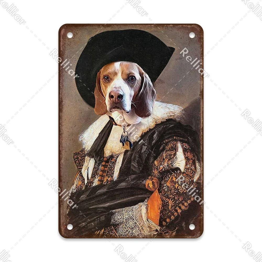 Metal Sign Gentleman Dog Wall Decor, Vintage Tin Plate for Living Room 20x30 cm