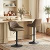 Bar Stools, Set of 2, High Kitchen Stools, Swivel Seat, Adjustable Height, Dark Brown