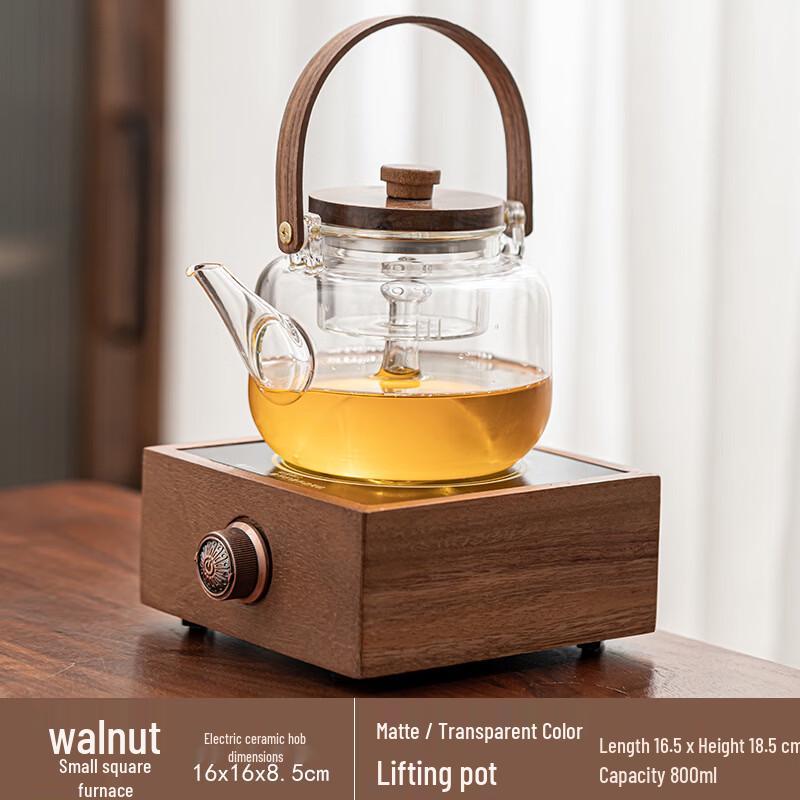 Walnut Wood Electric Ceramic Stove Set