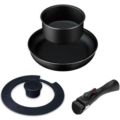 IRIS Ohyama Frying Pan Set Black 26cm 4 Piece Set TF-SE4