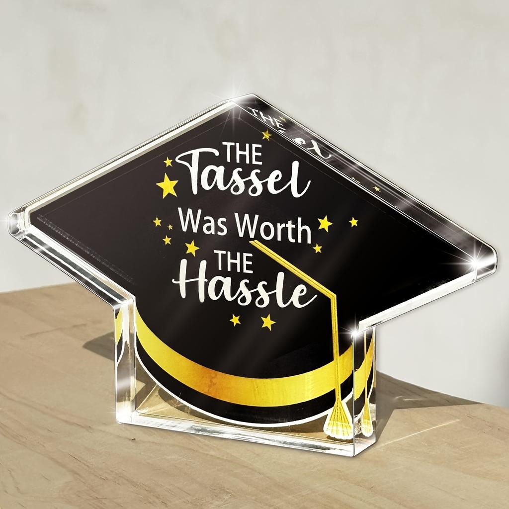 2D Flat Acrylic Graduation Cap Decoration, Indoor and Outdoor Decoration - No Battery/electricity Required, Free Day Decoration, Shop Decoration, Dura