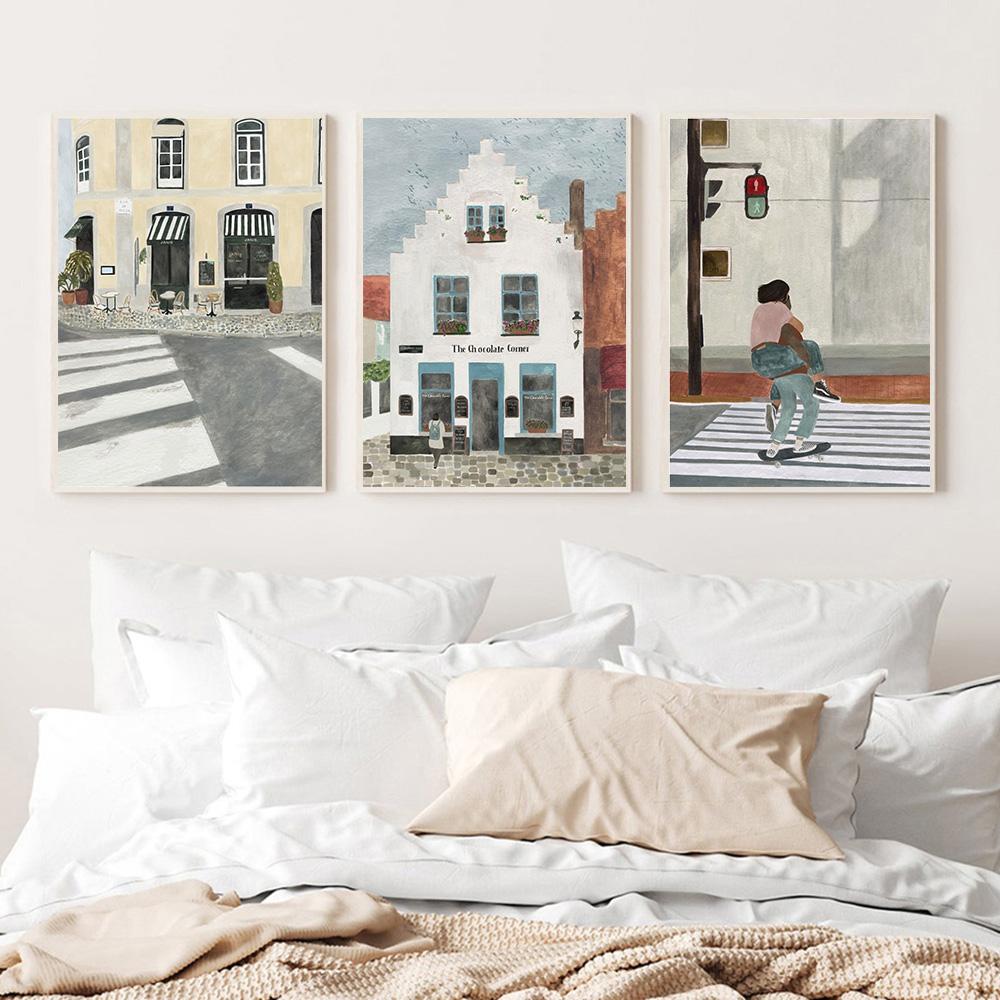 Boho Architektura Cestovní Plakát Botanická Malba na Plátně Minimalistický Tropický Umělecký Tisk Severský Obraz na Zeď Pro Obývací Pokoj Deco