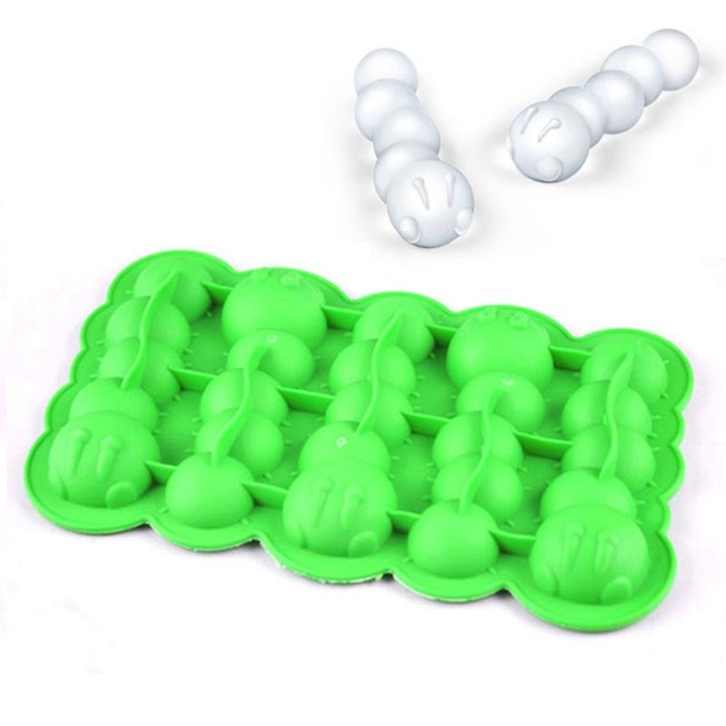 1Pc Funny Caterpillars Silicone Ice Cube Mold Tray Styling Worm Shape Freeze Ice Ice Cream Tools