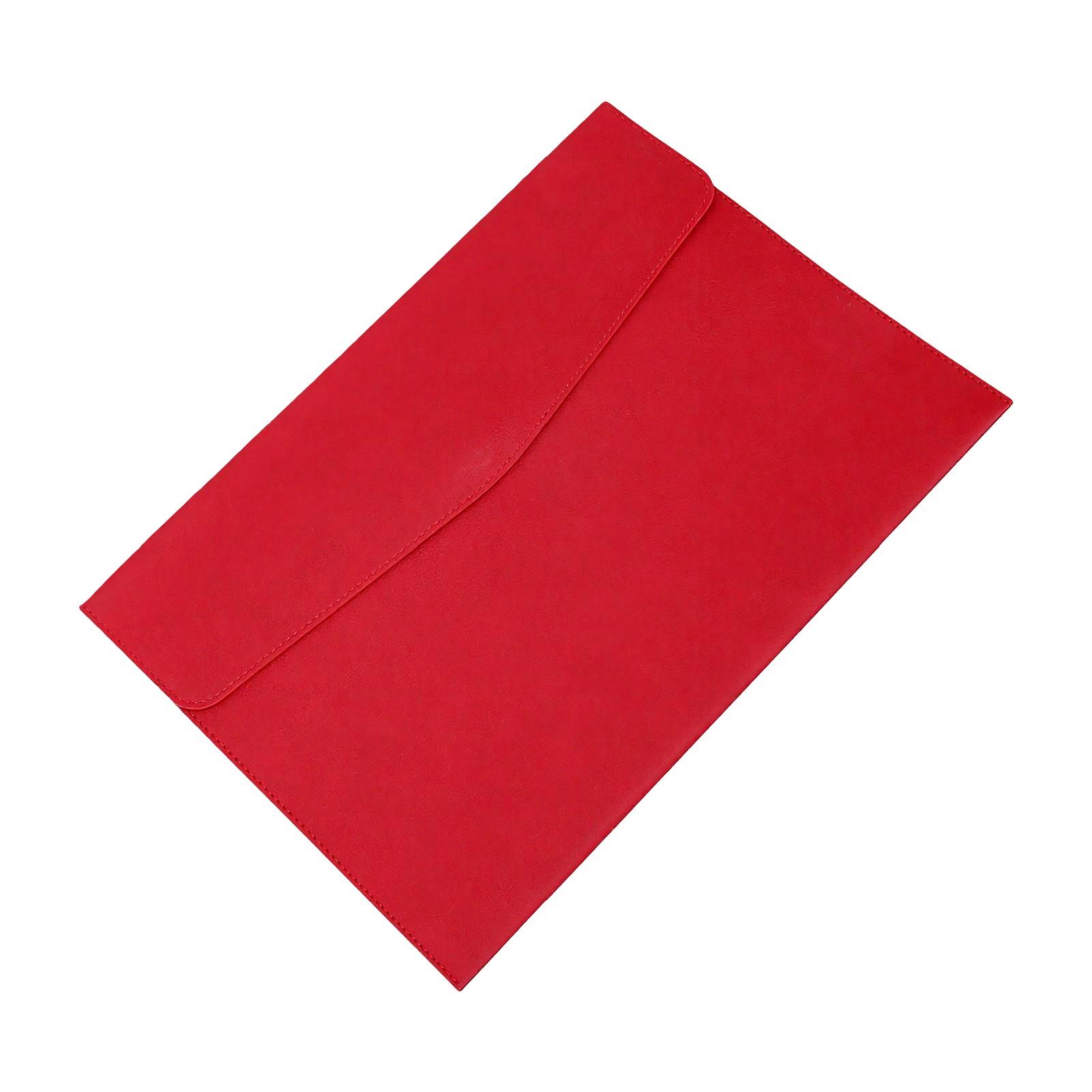 Dossier A4 en PU Fermeture à pression Organisateur de classement Enveloppe porte-documents en cuir pour bureau d'affaires École Voyage Rangement rouge