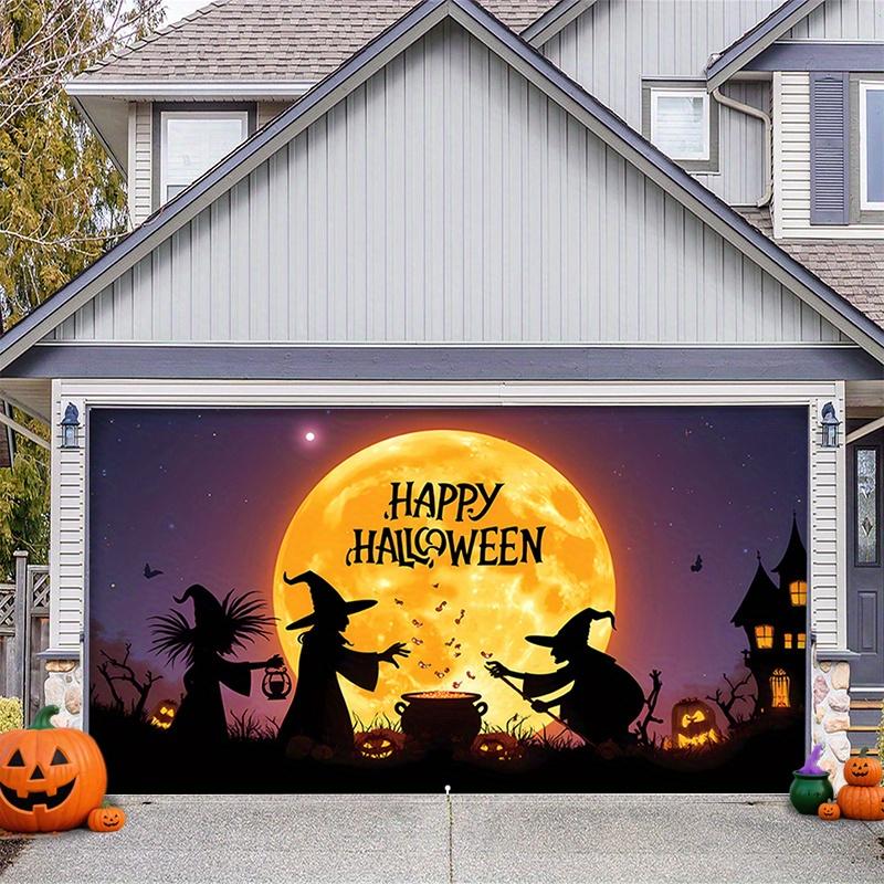 Halloween Witch Gothic castle Full moon polyester garage decoration outdoor decorative banner Halloween