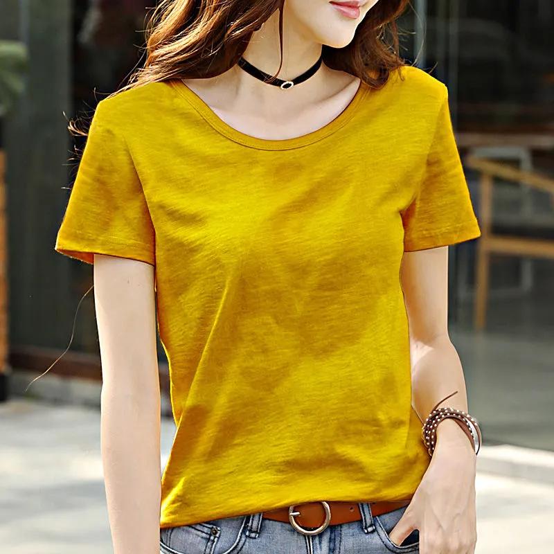 Women's Spring and Summer Solid Color Half-sleeved Bottoming Shirt Simple Slim Thin Tops