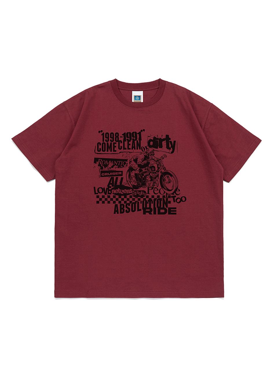 Net Social Club Come Clean Tee (Burgundy) Burgundy/S