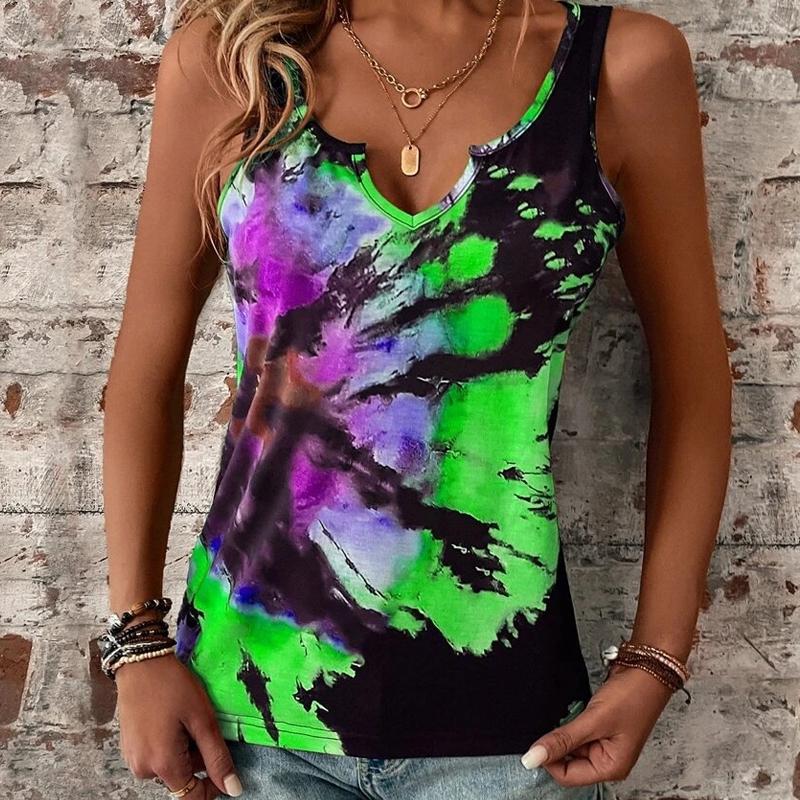 

Женский летний тренд с открытым верхом и v-образным вырезом с принтом, новый тренд 2XL