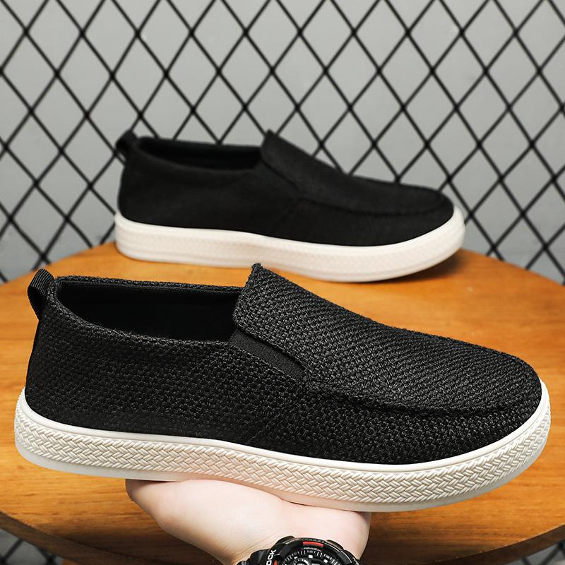 Old Beijing cloth shoes men's summer casual shoes driving shoes walking with one pedal breathable soft sole not tired feet men's shoes