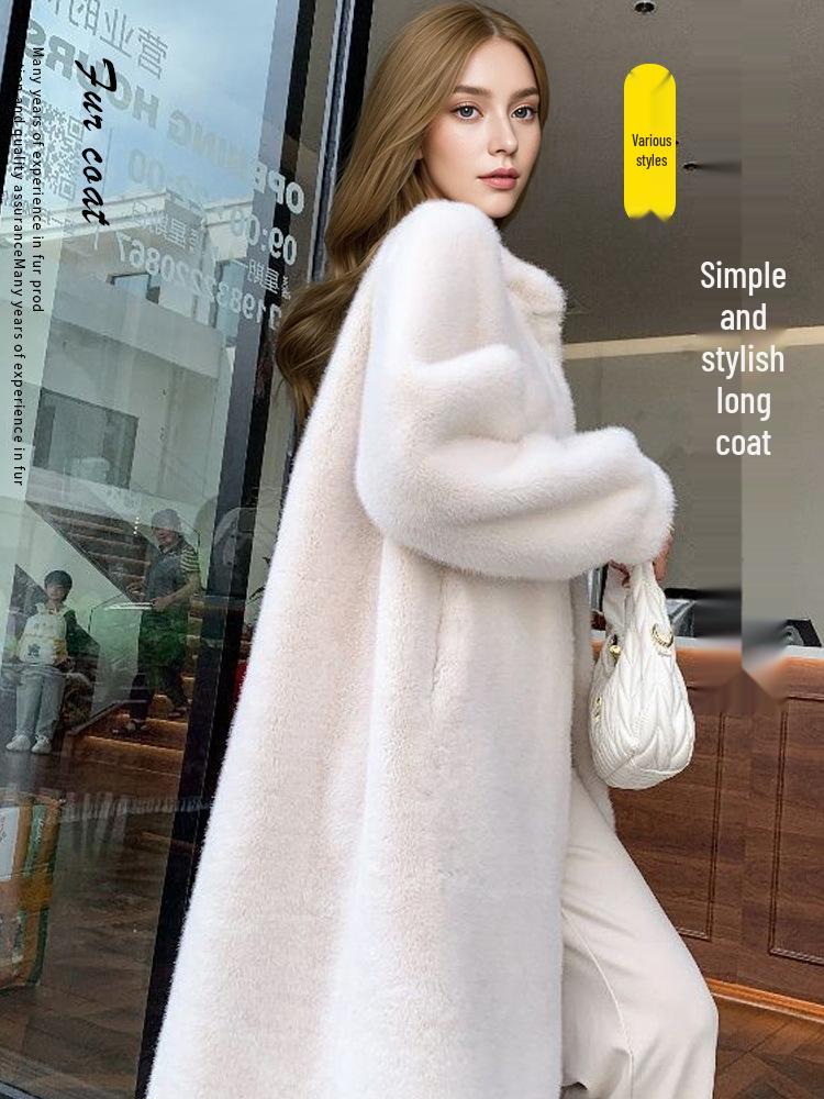 Women's Stylish Mink Fur Coat: Elegant Long Autumn & Winter Outerwear