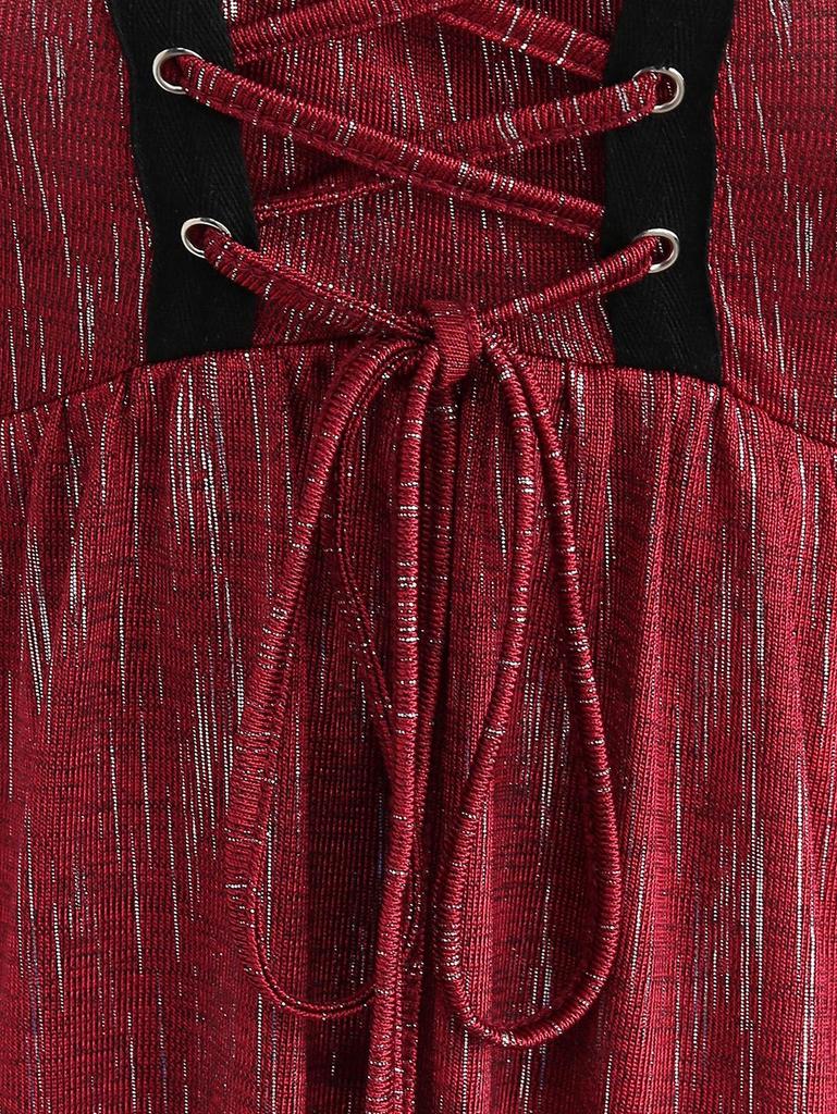 Tricou Rosegal Plus Size cu glugă asimetrică, cu cataramă strălucitoare și șireturi