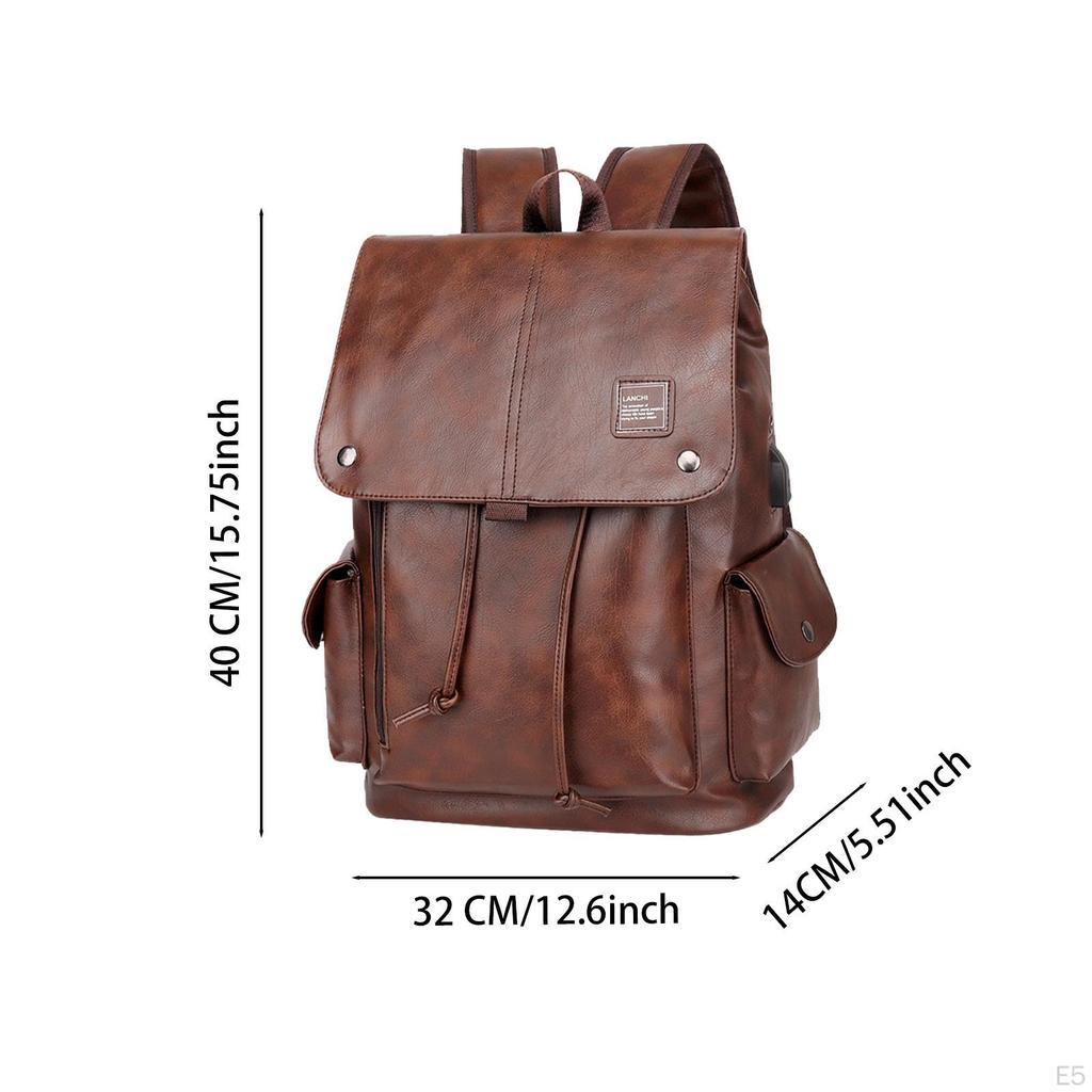 Fashion PU Leather Backpack Fit 15.6 Inch Computer Waterproof Multipurpose for