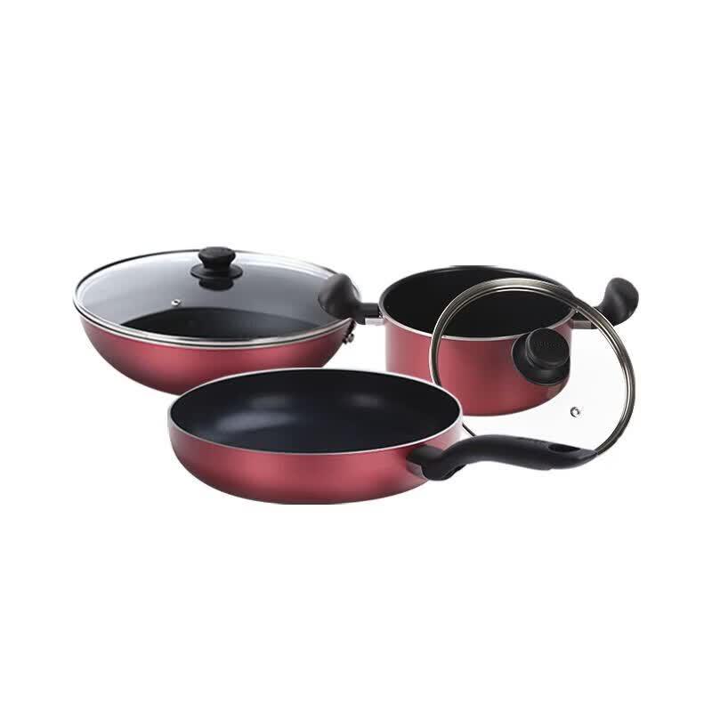 SUPOR Flame Red Dot Non-stick 3-Piece Cookware Set