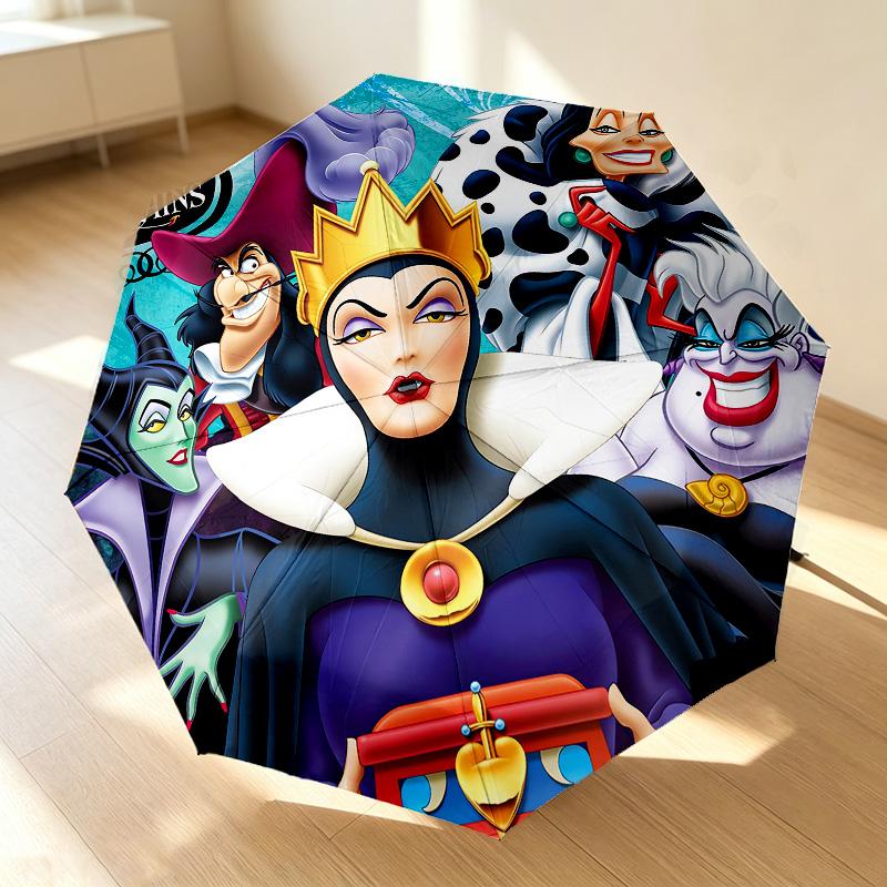 Disney Villains 8 Ribs 3Fold Black Glue Uv Protection Umbrella Sun Protection Rainproof Compact Folding Umbrella For Travel Daily Use C924962