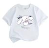Cute White Long Ear Cartoon Character Print Kids 100% Cotton T-shirt Boys Girls Casual O-Neck Short Sleeve Tee Soft Breathable Summer Daily Comfortabl