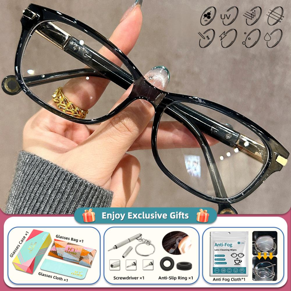 CLLOIO Retro Anti Blue Light Reading Progressive Prescription Glasses Women Simple Myopia Student Computer Protection Eyeglasses