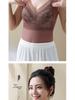 806 Women's V-Neck Seamless Lace Warm Vest with Chest Pad - Winter Base Layer