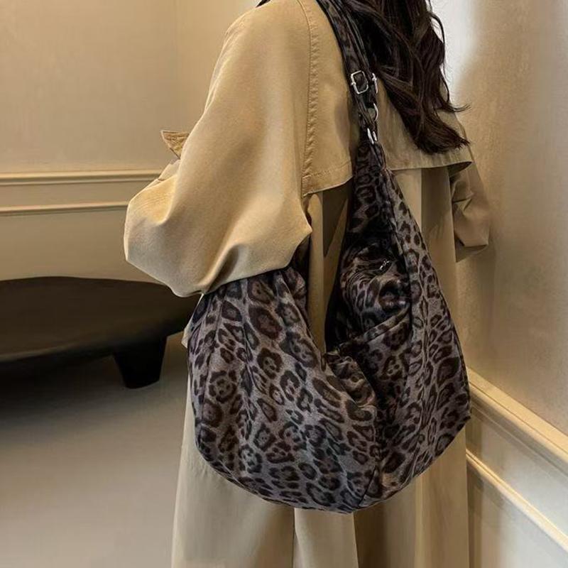 Yogodlns Large Leopard Shoulder Bags Women Fashion Big Packages Lazy Style Hobo Bags Autumn And Winter Leisure Or Travel Bags