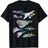 F14 Tomcat Gevechtsvliegtuigen Grafische Print Katoenen Crewneck T-shirt Voor Mannen
