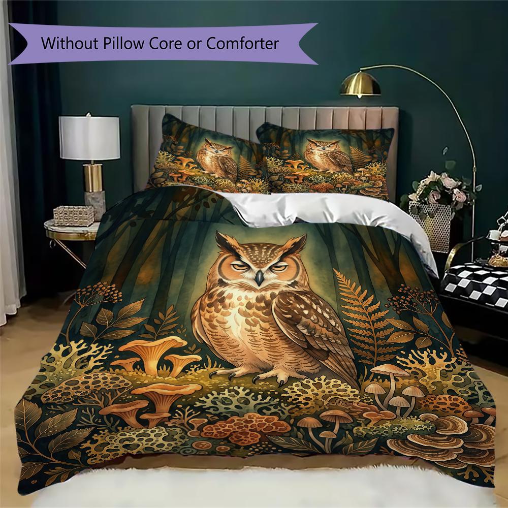 Mystic Moon Owl Pattern Bedding Uilt Set Uilt Cover Pillowcase Home Decoration Birthday Gift (1 * Duvet Cover + 2 * Pillowcase Without Core)