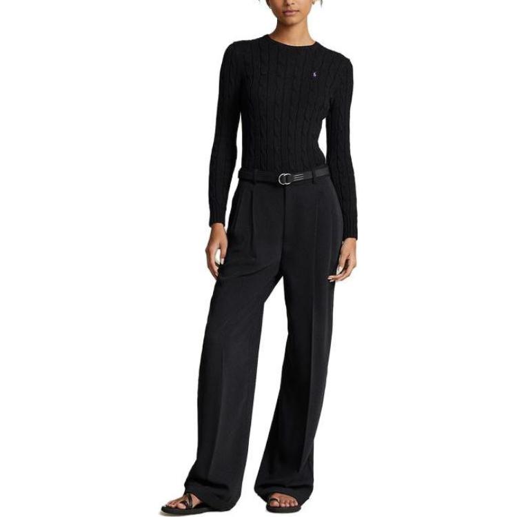 Polo Ralph Lauren SS23 Solid Color Embroidered Cable Knit Sweater Women sweater Black WMPOSWENC020663-001