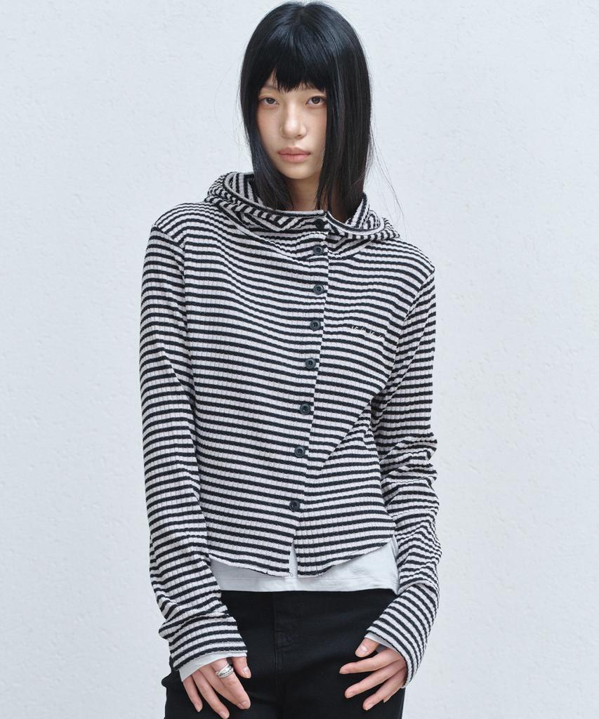 Nigaennikol Stripe Hood Top_Beige