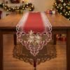 Polyester Table Scarf 40x175CM Red Festive Design with Embroidered Flowers and Hanging Tassel for Dining Table