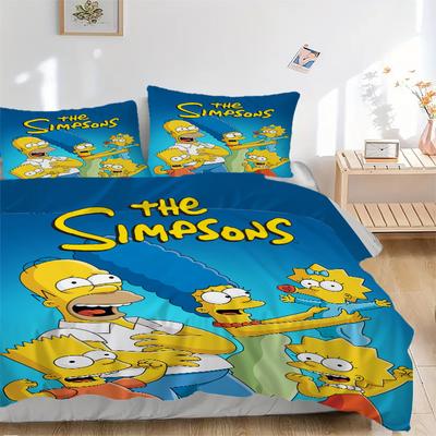 Die Simpsons Familienporträt Bettwäsche-Set Bettbezug Geschenk für Schlafzimmer, Enthält 1 Bezug und 2 Kissenbezüge, Ohne FüllungB588