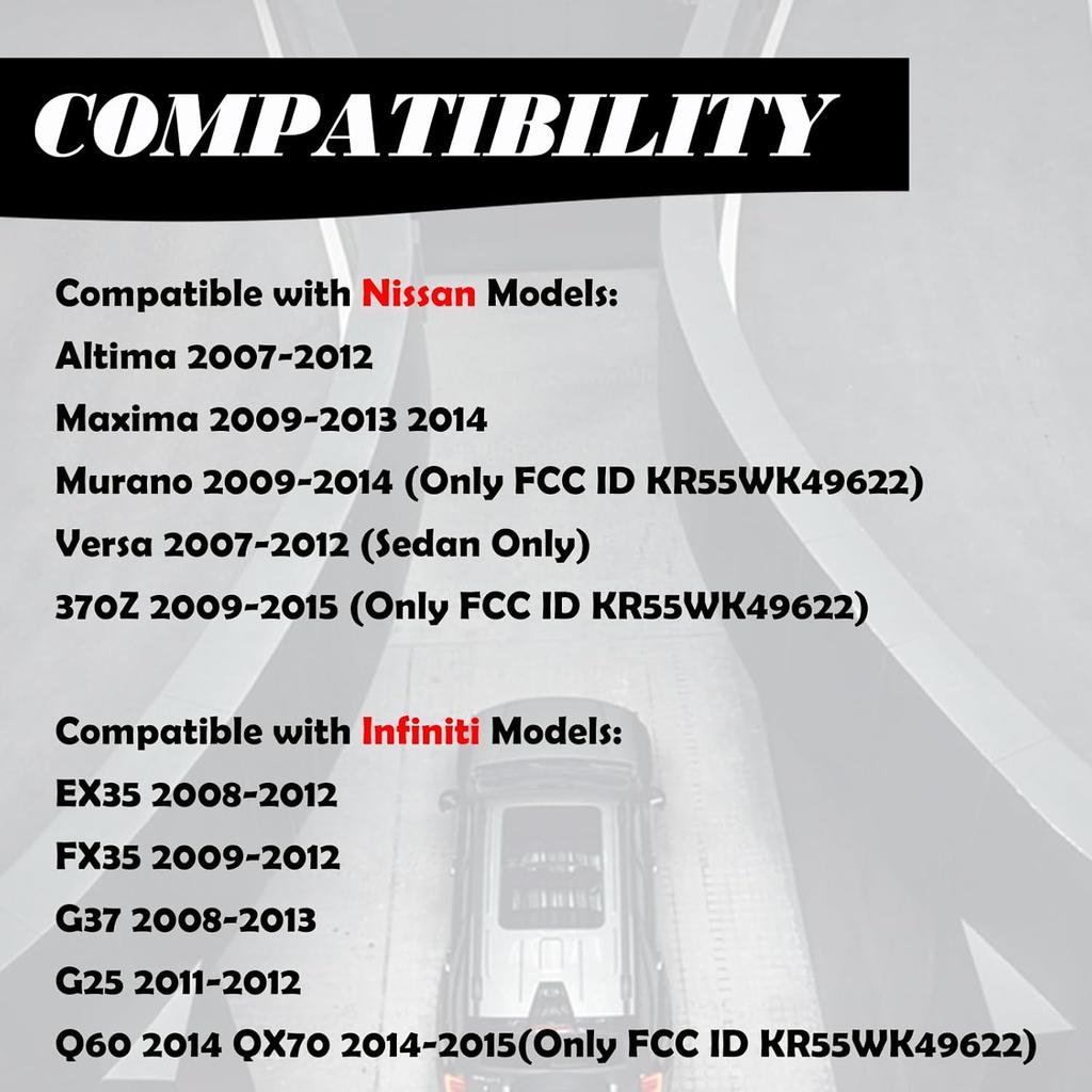 MechanMagic Remote Control Key Fob Replacement For 2007-2012 Nissan Altima/ 09-14 Maxima Murano Infiniti FX35/ 08-13 G37 FX50 Q60 QX70 11-12 G25/