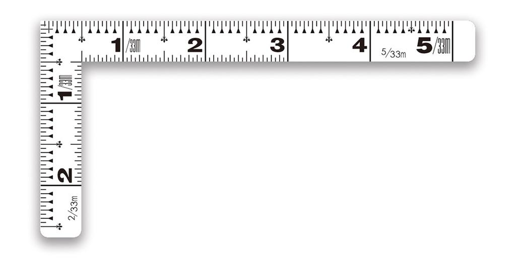 Shinwa Sokutei Flat Curved Dual 11177 Ruler, White, 15cm/5 Sun, Graduations,