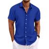 Summer Men's Short Sleeve Shirt New Men's Lapel Jacquard Stripe Casual Short Sleeve Shirt for Men