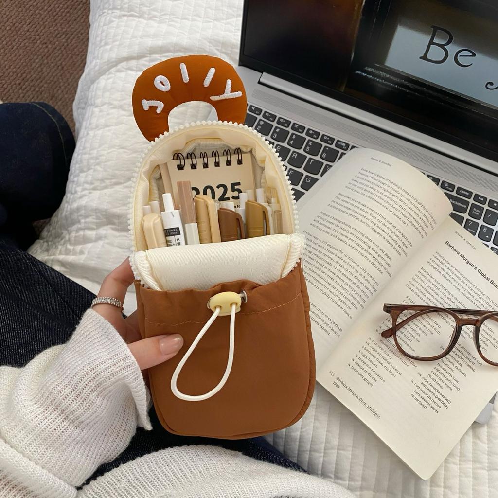 1pc Bear Cartoon Stationery Bag Korean Style Cute Practical for Desktop Cosmetics Cards Pens Storage Handheld Pencil Case