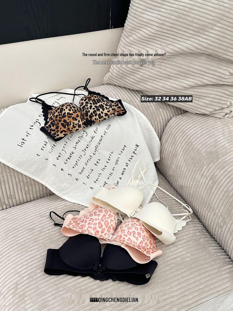 A006 Front-Buckle Cross Back Push-Up Bra for Small Busts, Lifting Effect, Wire-Free Lingerie for Women