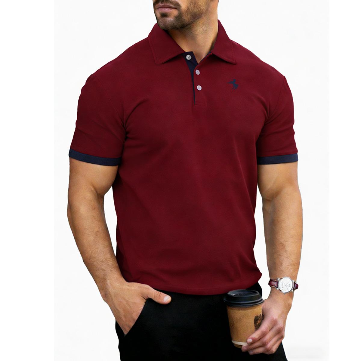 

Чоловічі поло з коротким рукавом - Сорочки для чоловіків Regular-Fit, Повсякденні спортивні футболки з коміром Чорні XL