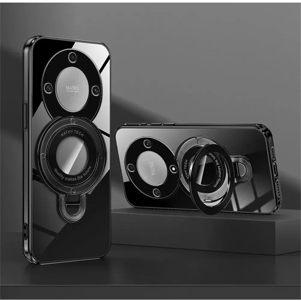 Magic 7 Lite Plating Magnetic Bracket HD Case for Honor Magic 7 Pro 6 5 Lite Honor X9C X9B X9A X8A/B TPU Shockproof Soft Shell